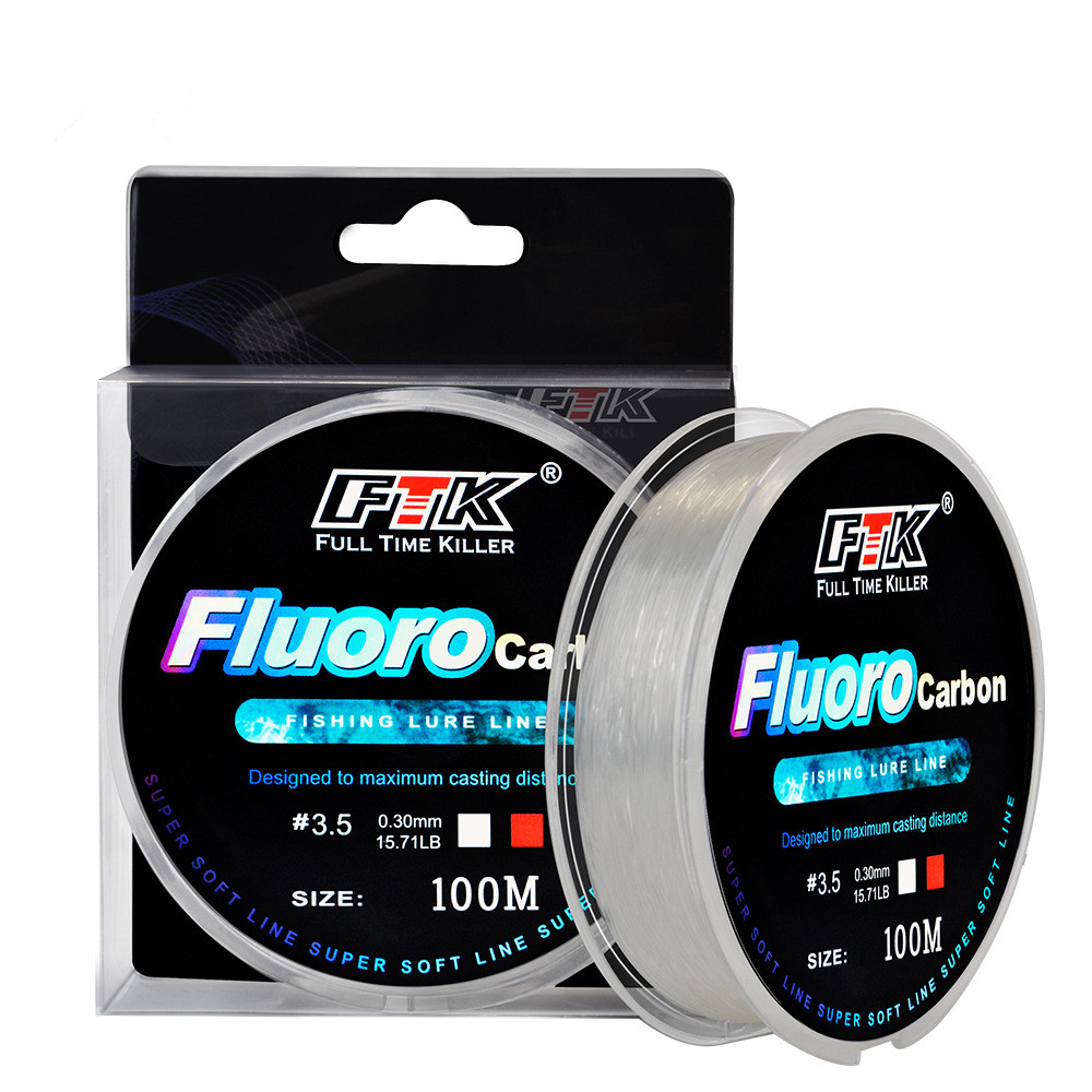 Fluorocarbon Line - 100m Fluorocarbon-Köderschnur, Kohlefaser-Fliegenfischen, Wildfischen, Meeresangeln, Angelzubehör,