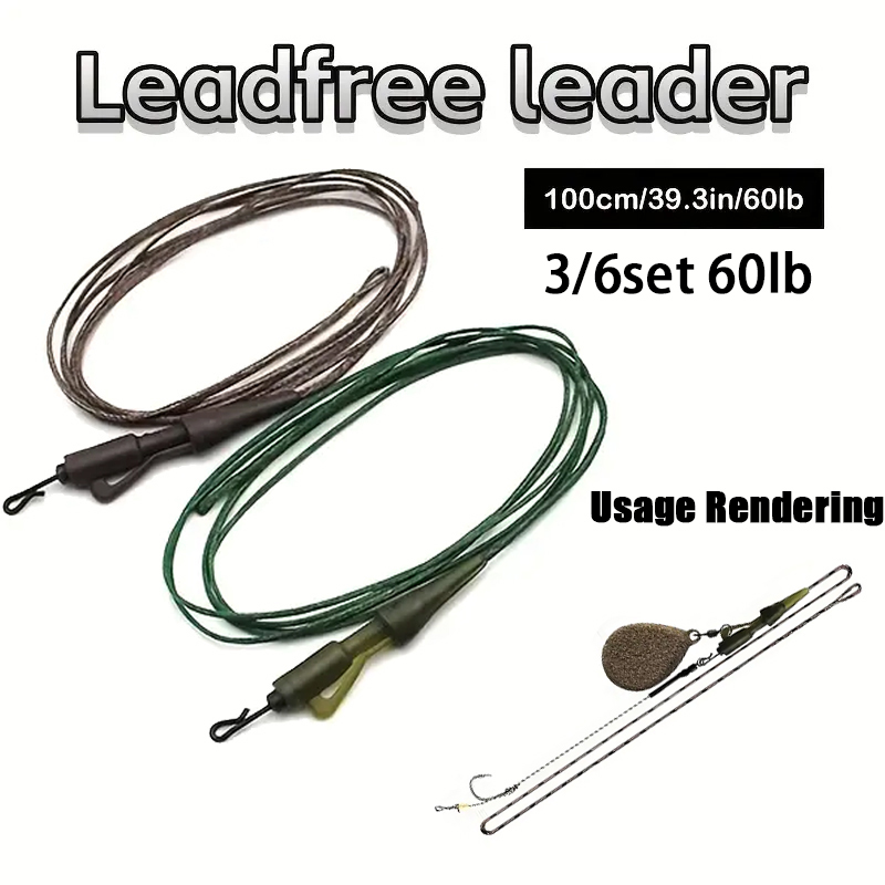 Monofilament Line - 3/6pc CarpCarp Angelschnur Bereit Gebunden 100cm/27,22KG
